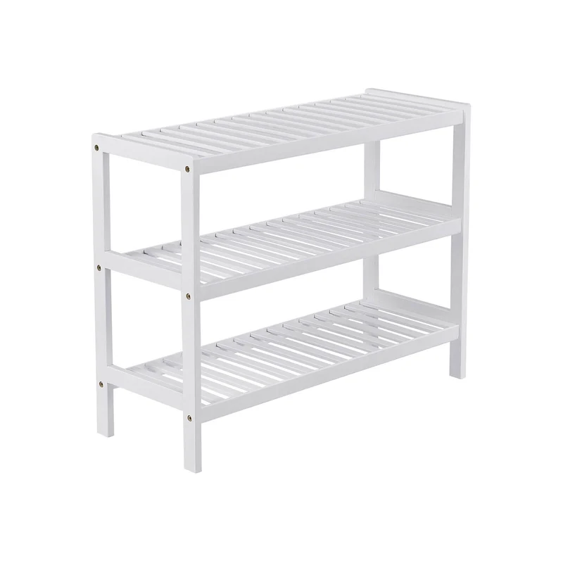 Étagère 3 niveaux bambou blanc