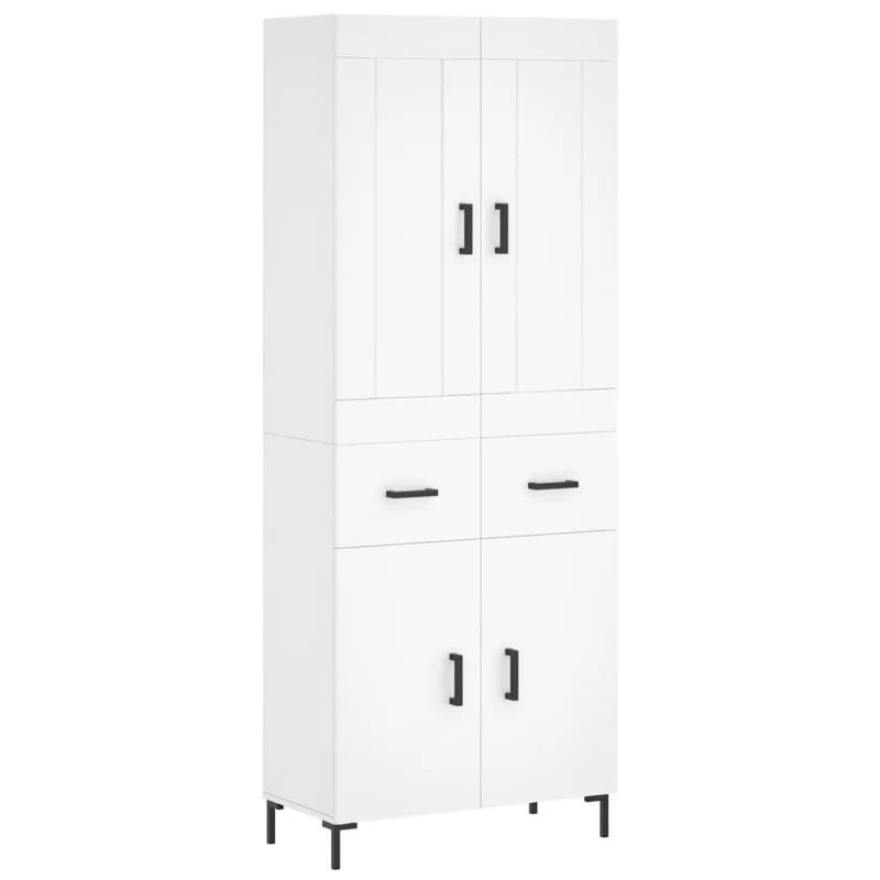 Buffet bahut commode armoire meuble de rangement organisateur cuisine salle de séjour salon haut 69,5 x 34 x 180 cm bois d'ingénierie blanc 02_0032607