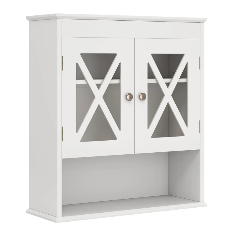 Armoire murale de salle de bain 54 x 20 x 60 cm avec étagère ajustable et accès facile en acrylique blanc 20_0010287