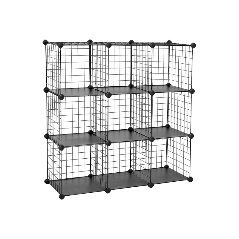 Meuble grille 9 casiers noir