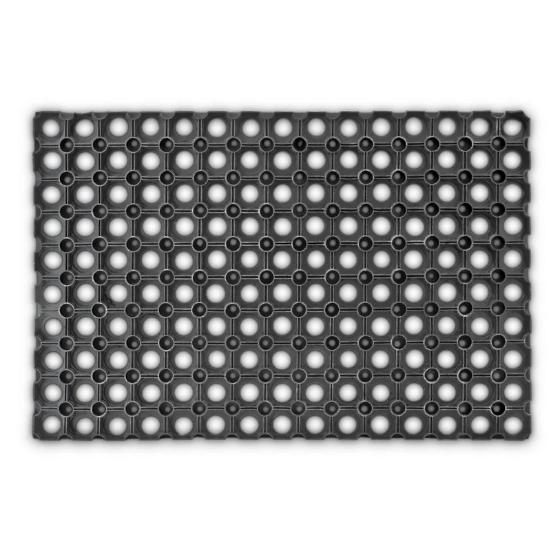 Paillasson en caoutchouc noir extérieur 75 x 45 cm absorption saleté nettoyage facile en caoutchouc noir 13_0003087