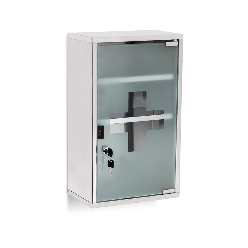 Armoire à pharmacie moderne extra profonde 60 x 30 x 15 cm verrouillable design élégant en acier inox 13_0003203