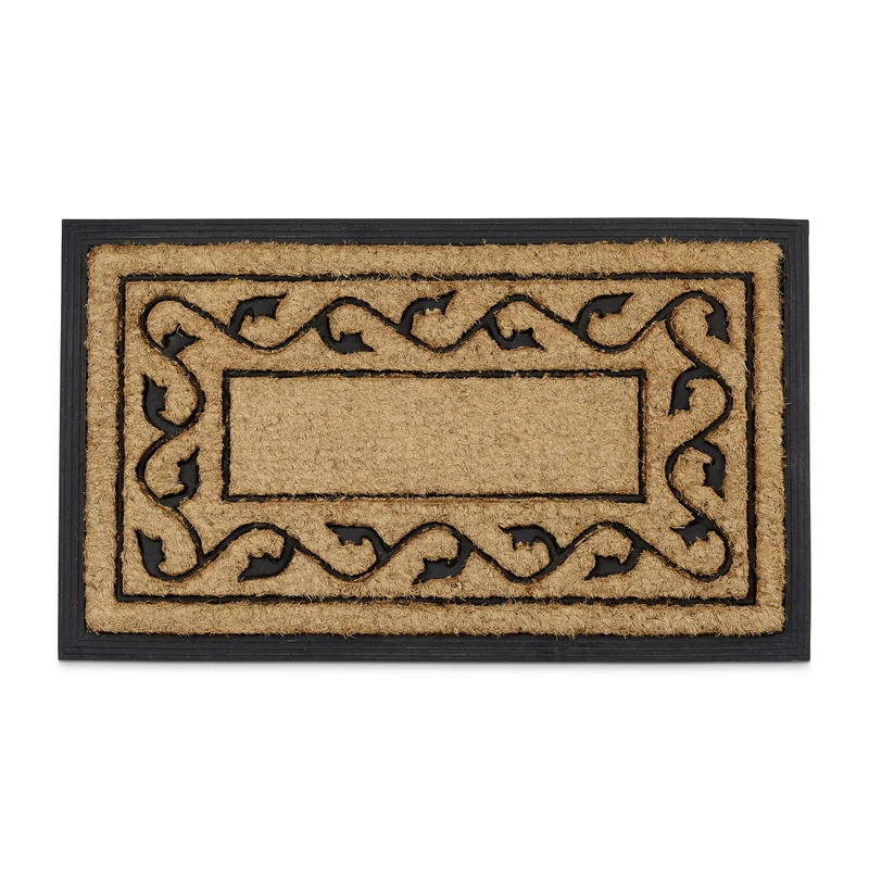 Paillasson antidérapant robuste intérieur extérieur 75 x 45 cm style déco naturel en fibres de coco marron 13_0003300