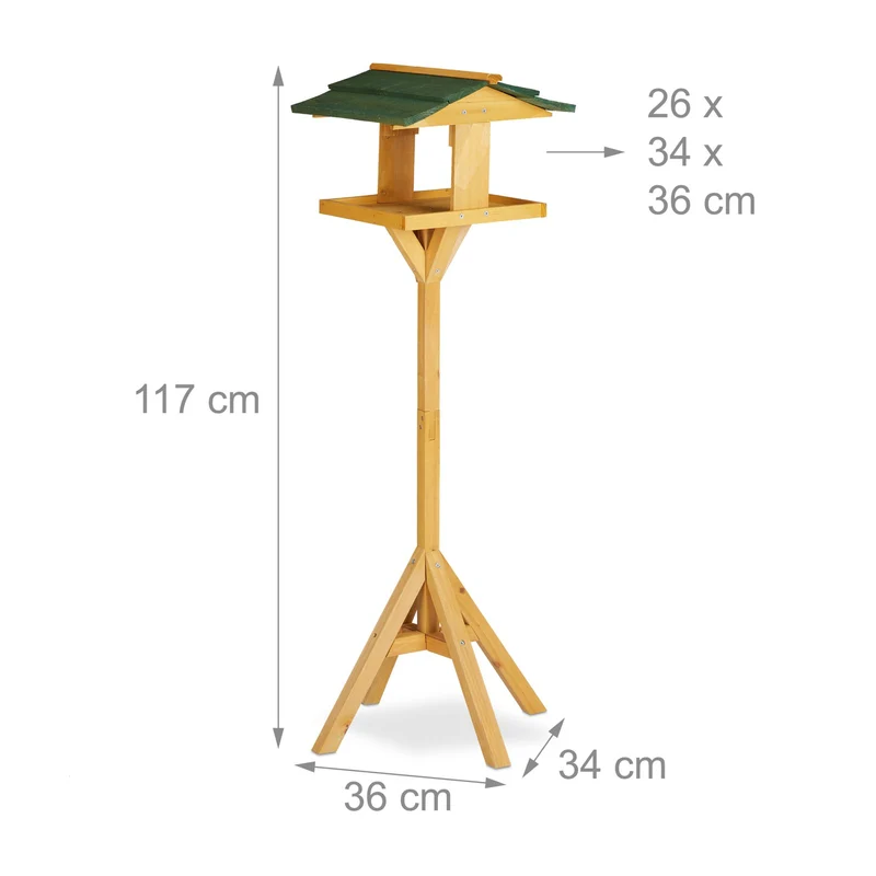 Mangeoire sur pied pour oiseaux jardin terrasse 30 x 30 x 150 cm design naturel en bois pin 13_0004954