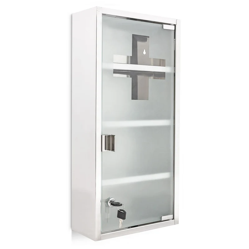 Armoire à pharmacie moderne spacieuse design pratique 60 x 30 x 15 cm en inox argenté 13_0004440
