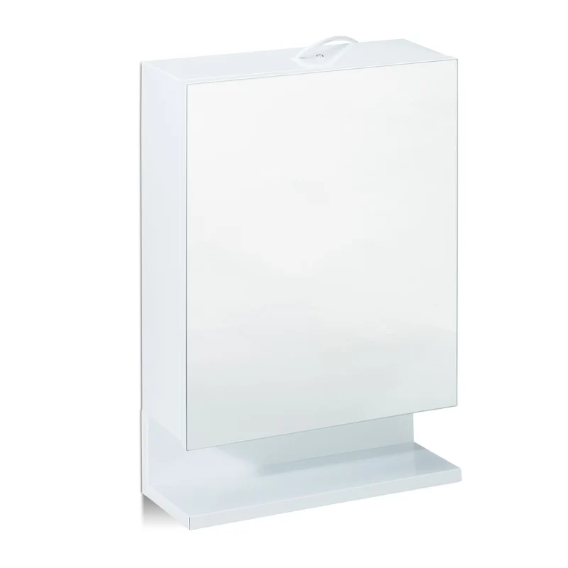 Armoire de salle de bain moderne avec miroir et prise de courant 60 x 40 x 15 cm en acier blanc 13_0004230