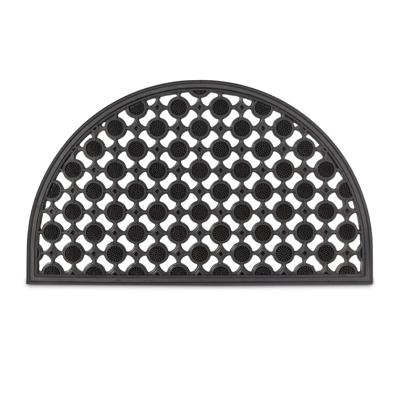 Paillasson demi-rond antidérapant 75 x 45 cm intérieur extérieur facile entretien en caoutchouc noir 13_0003295