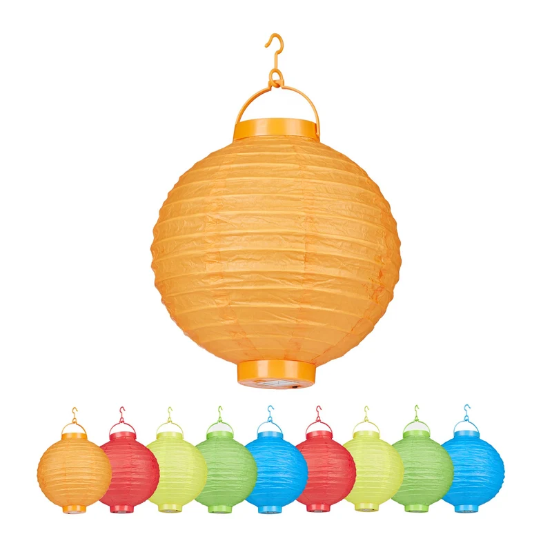 Lot de 10 lanternes lampions décoratifs jardin terrasse ambiance chaleureuse 20 x 24,5 cm en papier multicolore 13_0004250