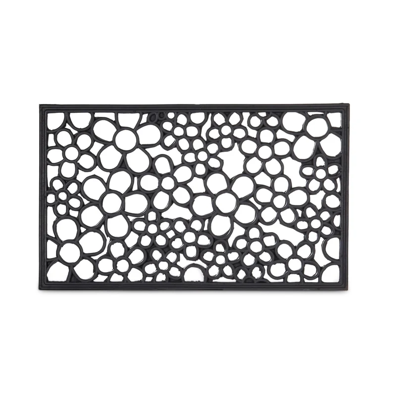 Paillasson rectangle antidérapant extérieur intérieur 75 x 45 cm en caoutchouc noir 13_0003298