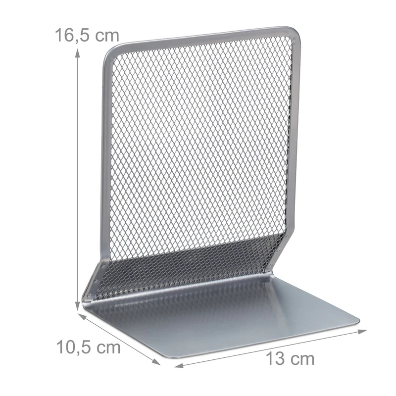 Lot de 2 presse-livres en maille grillage moderne pratique décoration 16,5 x 13 x 10,5 cm en métal noir 13_0004439