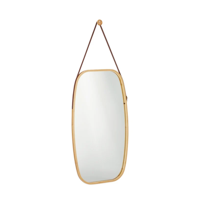 Miroir ovale mural suspendu design moderne intérieur 80 x 60 cm en bambou naturel 13_0004724