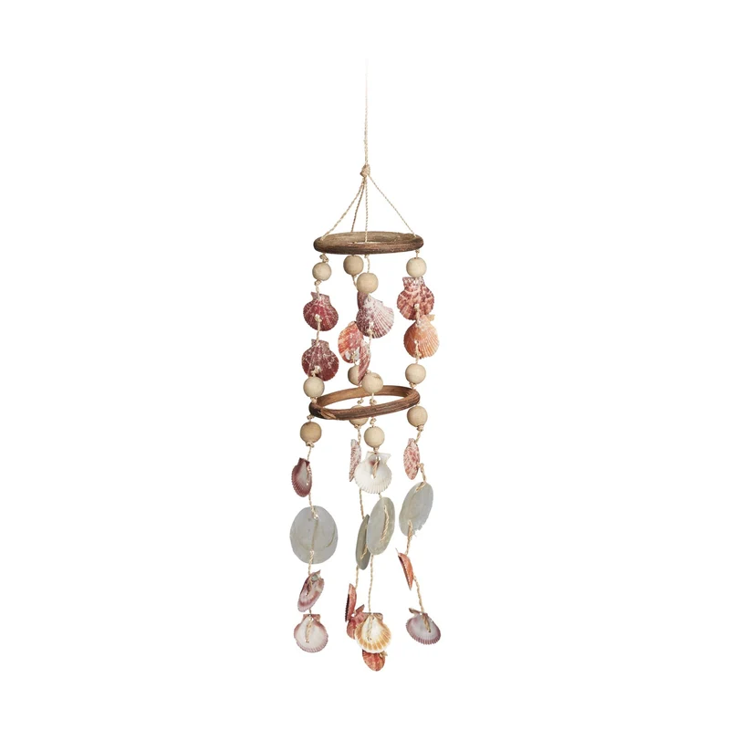 Carillon éolien décoratif en bois flotté pour balcon jardin 107 x 18 cm sons relaxants ambiance maritime en bois blanc 13_0005270