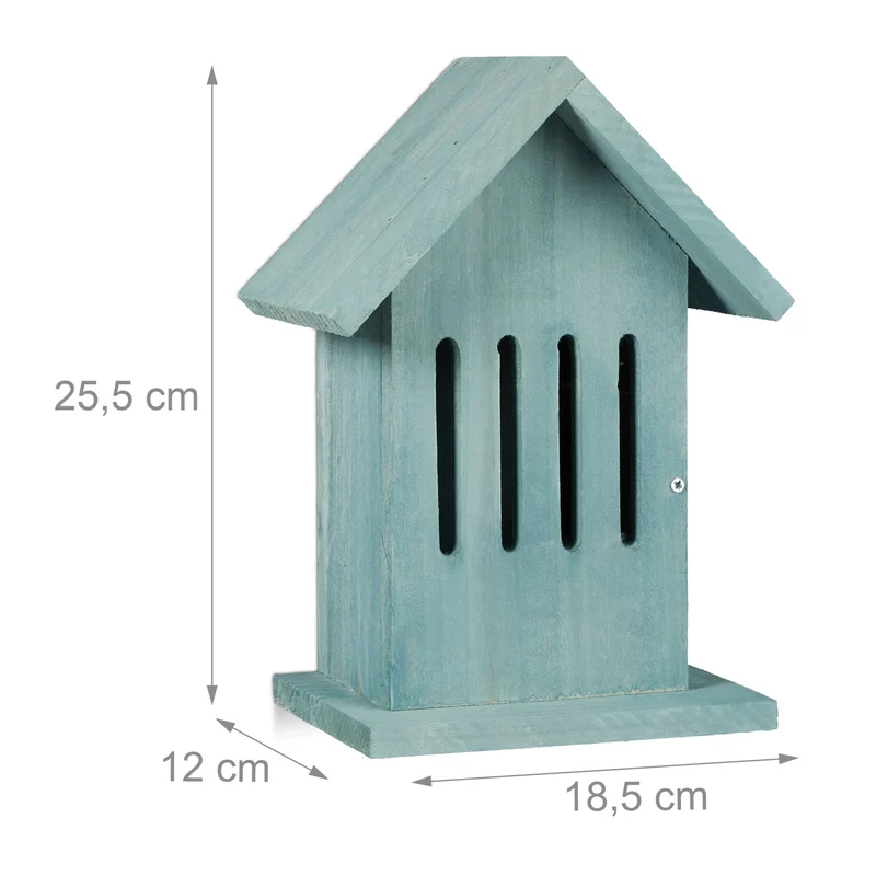 Abri à papillons à suspendre jardin 25,5 x 18,5 x 12 cm avec crochet et clapet latéral en bois vert 13_0005912