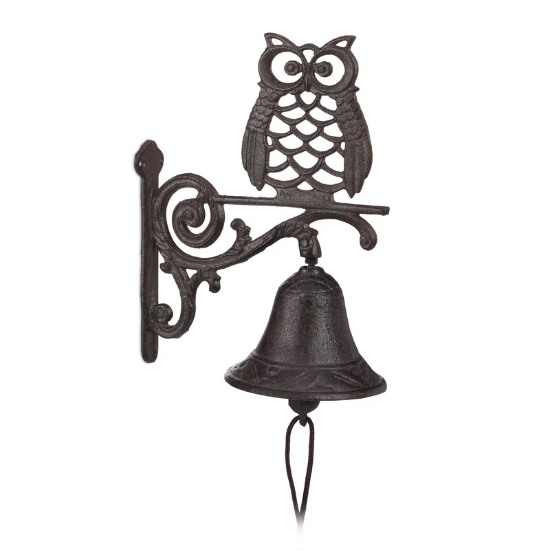 Cloche murale décorative style antique rustique 26,5 x 19 x 11 cm en fonte marron 13_0004518