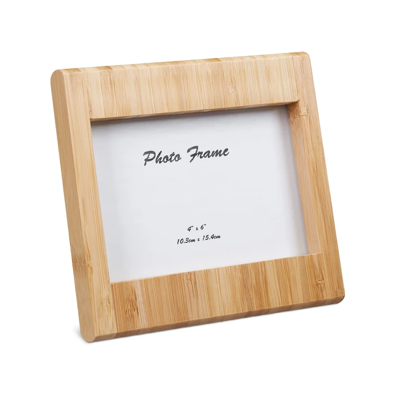 Cadre photo sur pieds en bambou naturel 20 x 25 cm pour bureau ou salon style épuré 13_0005476