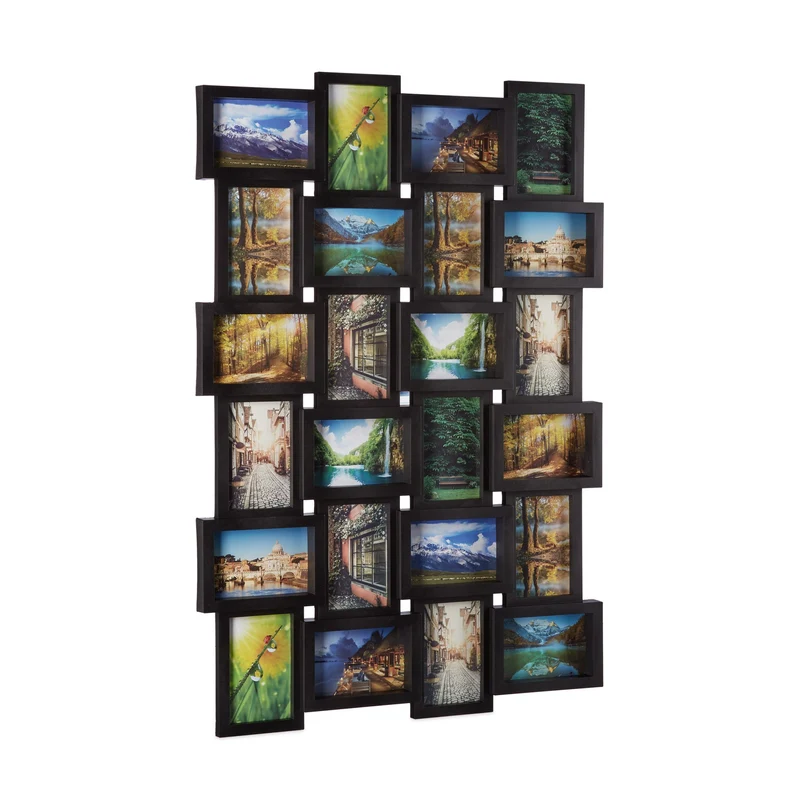 Cadre pêle-mêle pour 24 photos mural 59 x 86 x 2,5 cm en plastique noir 13_0006404