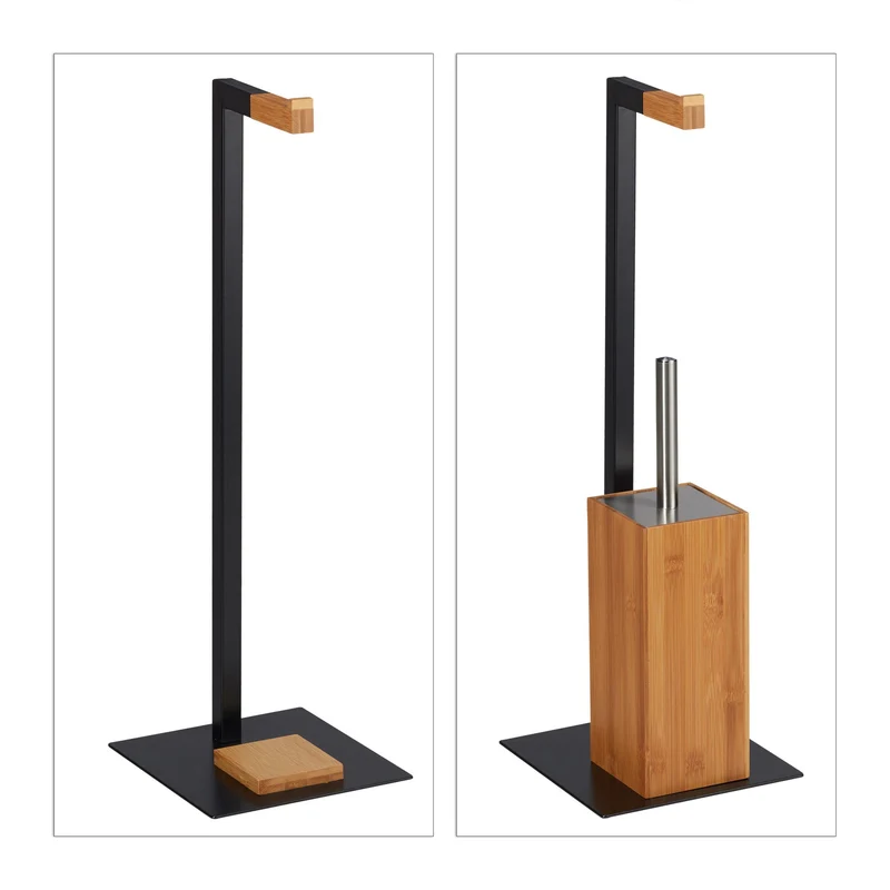 Set de toilette pratique en bambou et métal 40 x 15 x 15 cm en métal noir 13_0007922