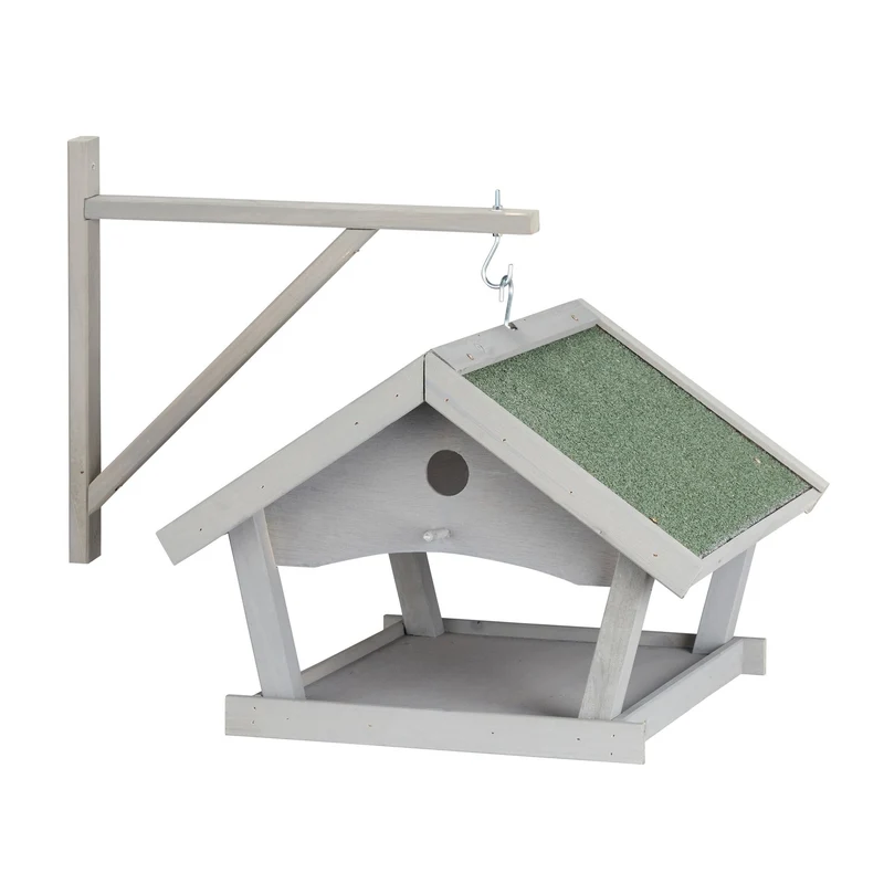 Mangeoire à oiseaux décorative jardin balcon design fonctionnel 30 x 20 x 15 cm en bois naturel 13_0011161