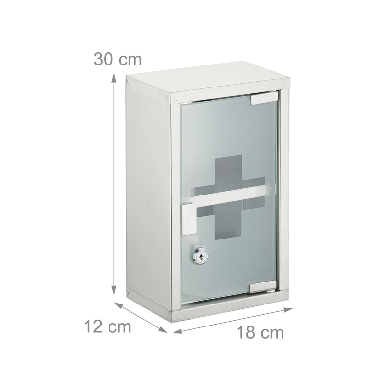 Armoire murale design moderne salle de bain 2 compartiments fermée à clé 60 x 40 x 15 cm en acier inoxydable blanc 13_0016763