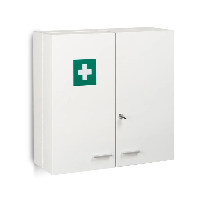 Armoire à pharmacie verrouillable à suspendre 100 x 40 x 20 cm avec 11 compartiments moderne en acier blanc 13_0011266