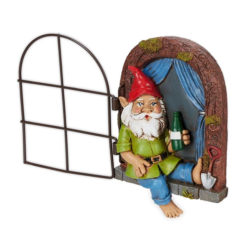 Déco arbre lutin suspendu outdoor jardin détails féeriques effet 3D en pierre artificielle grise 13_0013129