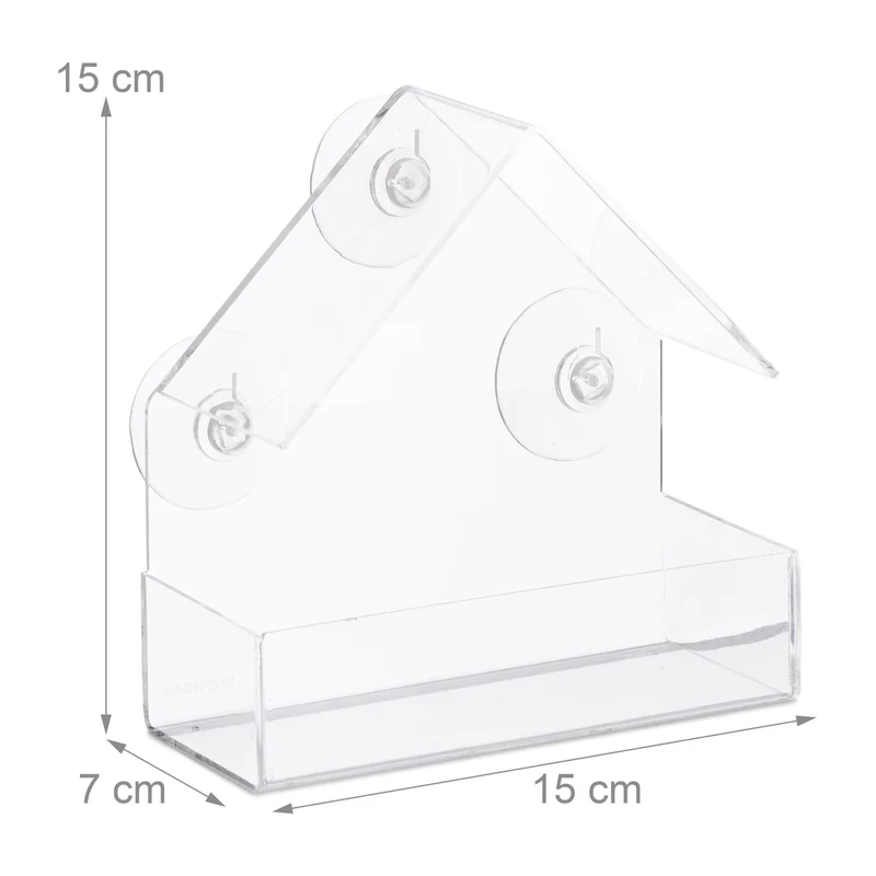 Lot de 4 mangeoires à oiseaux design moderne fenêtre 25 x 15 x 10 cm en plastique transparent 13_0015320