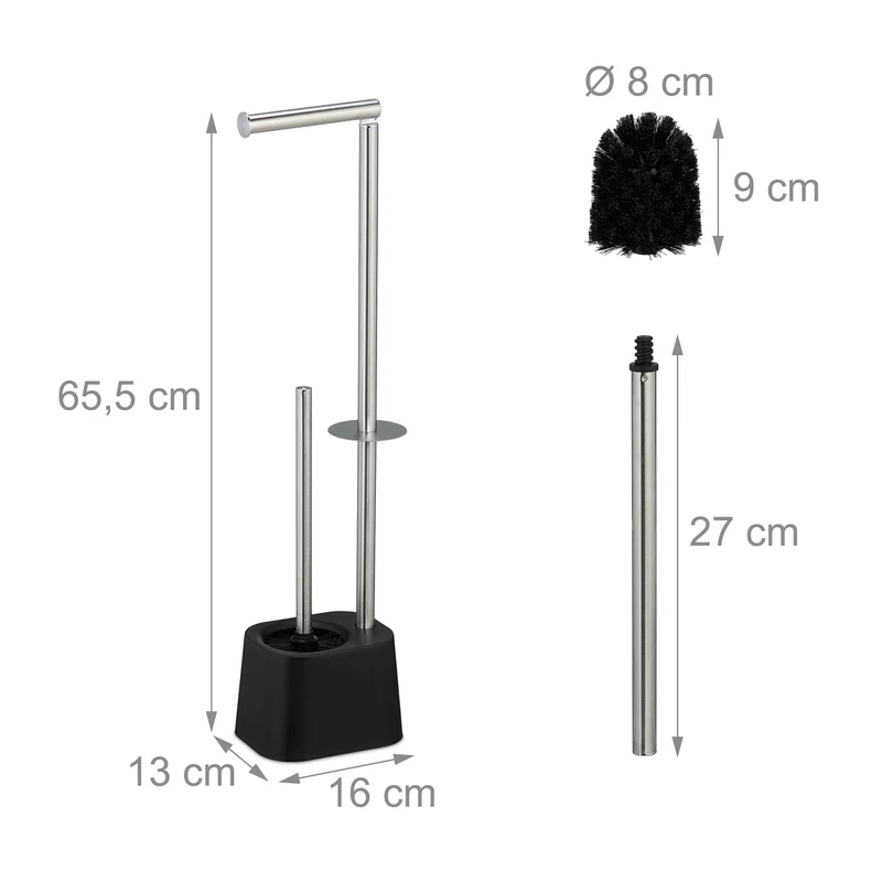 Serviteur WC décoratif pratique salle de bain 65,5 x 13 x 16 cm en acier inoxydable gris 13_0017304