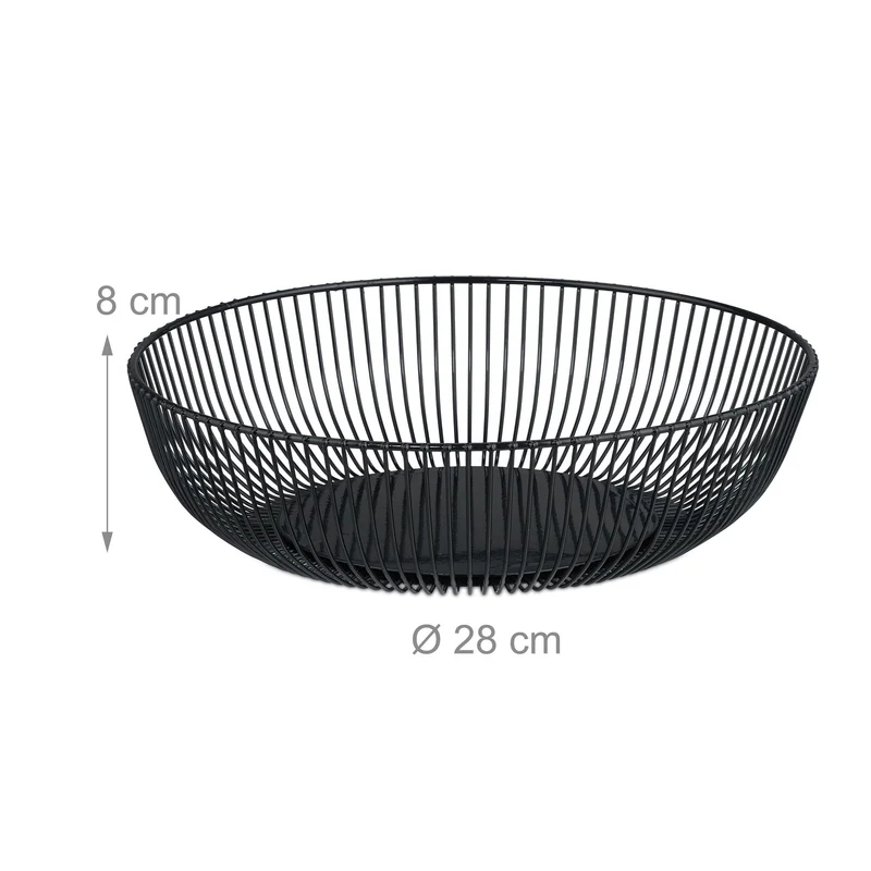 Corbeille à fruits décorative style moderne géométrique 30 x 25 x 25 cm en métal noir 13_0016829