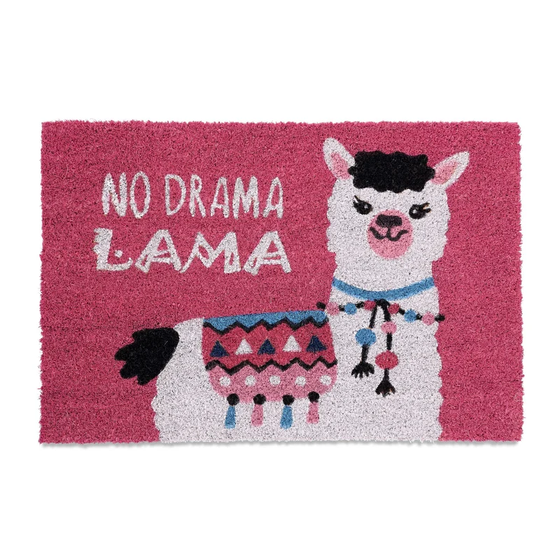 Tapis moderne intérieur extérieur motif lama 75 x 45 cm antidérapant et résistant en fibres de coco beige 13_0013548