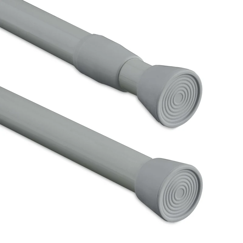 Barre télescopique extensible tringle à rideau 66 x 2 cm facile à installer design sobre en acier inoxydable gris 13_0016337