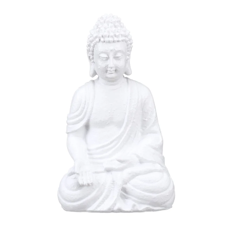 Statue méditative Bouddha décoration intérieure extérieure 30 cm en polyrésine blanche 13_0011735