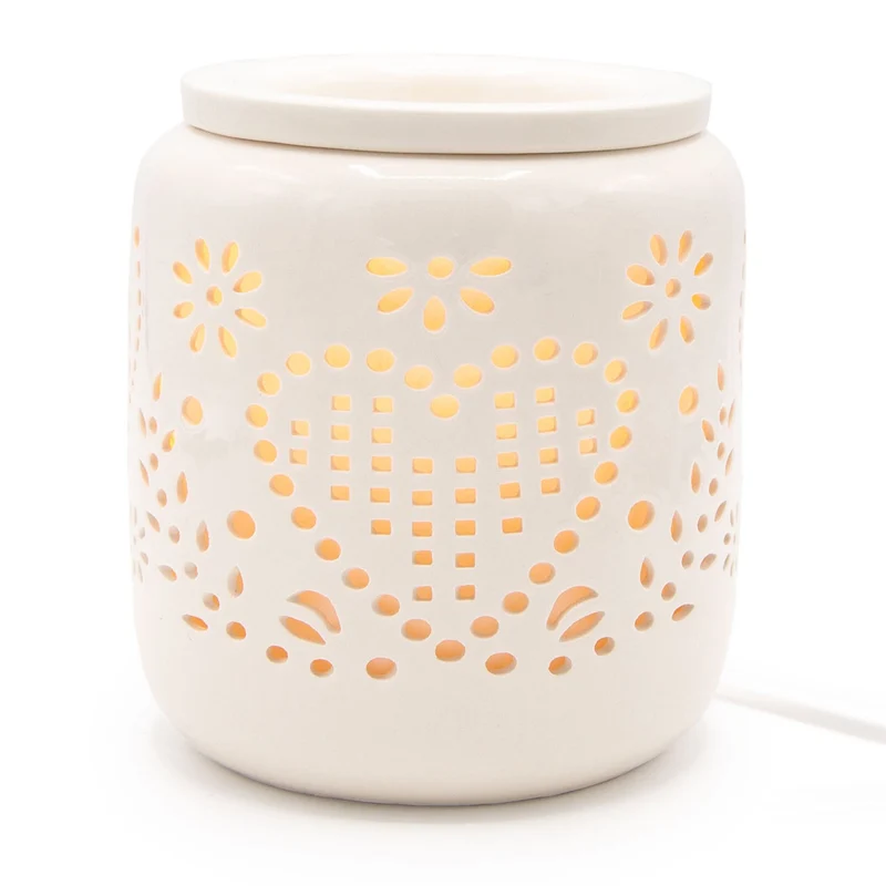 Diffuseur électrique design romantique ambiance cosy 20 x 15 x 15 cm en céramique blanche 13_0017529