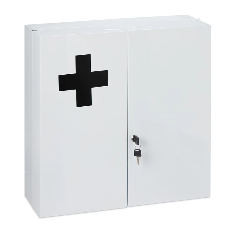 Armoire à pharmacie murale fonctionnelle 11 compartiments 99 x 30 x 20 cm en acier blanc 13_0011513