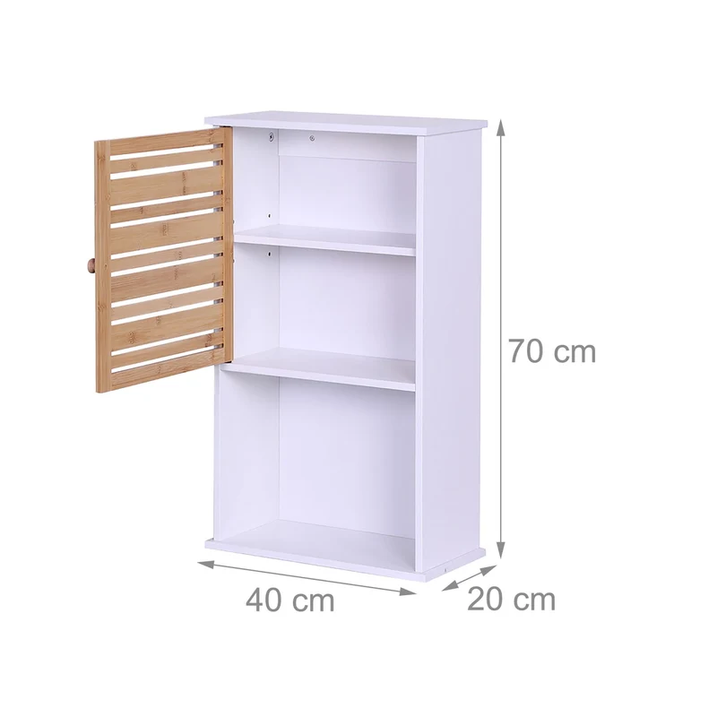 Armoire murale étroite salle de bains rangement modulable 60 x 30 x 60 cm en bambou naturel 13_0017983