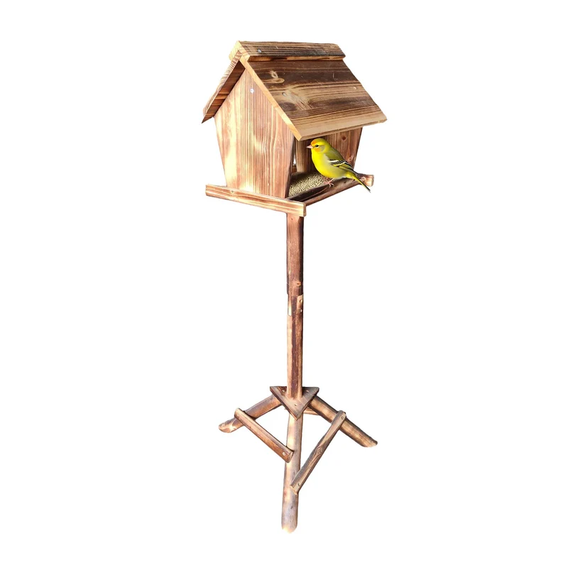 Mangeoire indépendante pour oiseaux sauvages jardin 107 x 32 x 27 cm en bois de sapin naturel 13_0017893