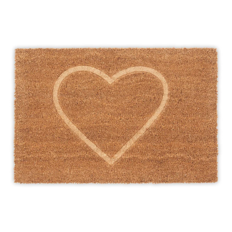 Tapis paillasson accueillant cœur extérieur intérieur 40 x 60 cm antidérapant en fibre de coco naturel 13_0015610