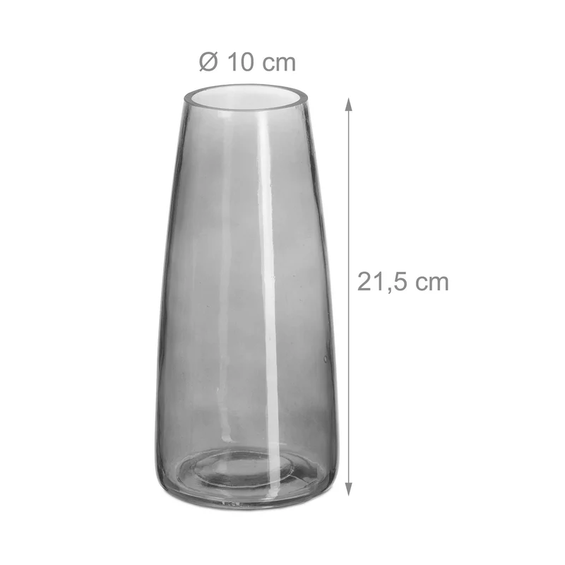 Vase décoratif moderne finition sobre 21,5 x 10 cm pour bouquets fleurs en verre transparent 13_0016004