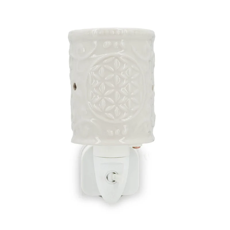 Diffuseur électrique de parfum céramique 15 x 15 x 15 cm technologie sans flamme décoratif en céramique blanc 13_0017527