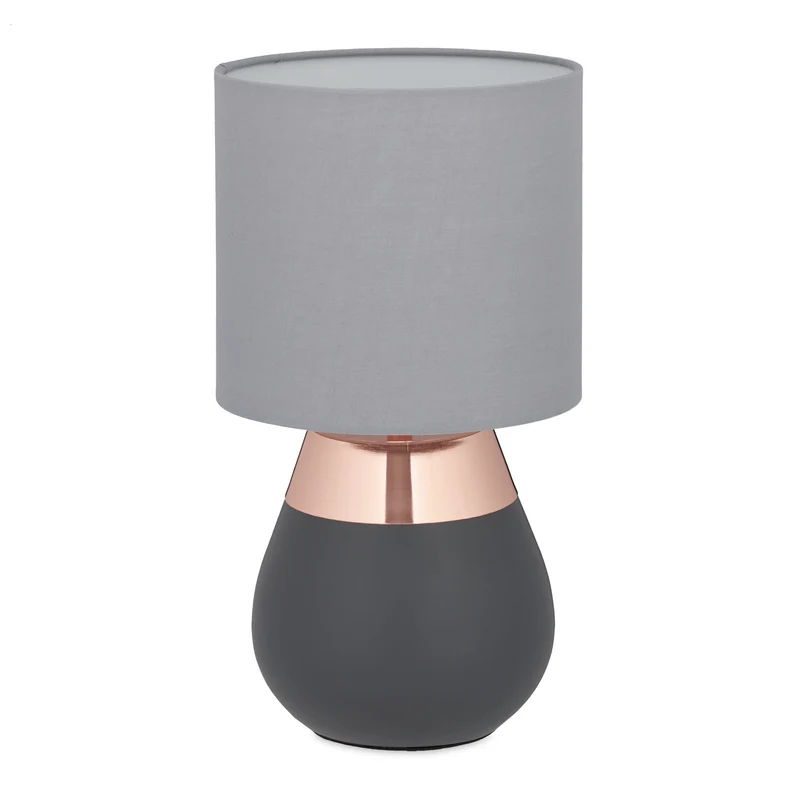 Lampe de table ovale tactile salon chambre 32,5 x 18 cm éclairage d'ambiance moderne en fer noir 13_0007839