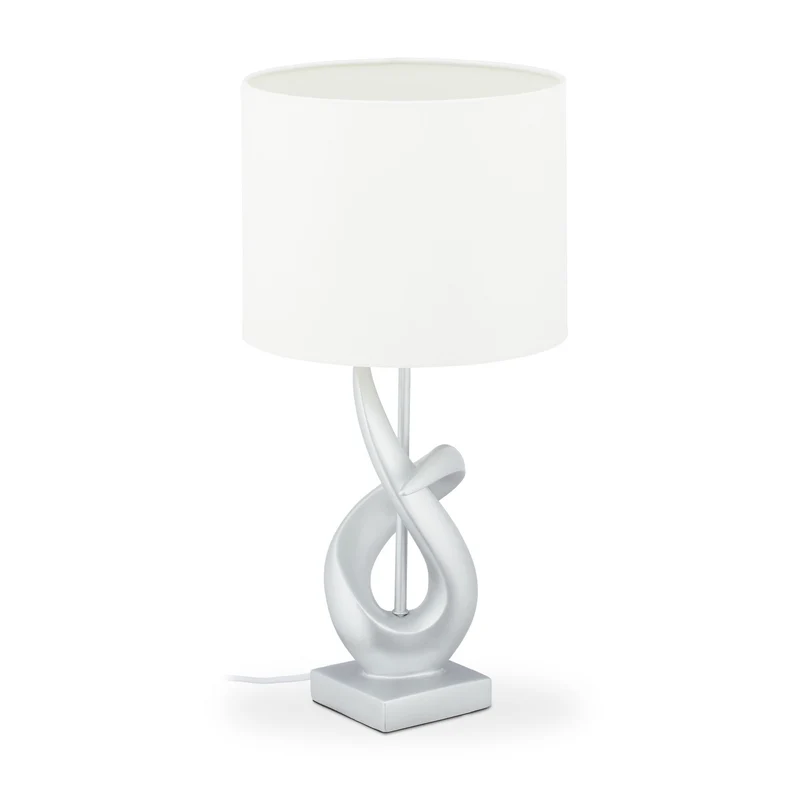 Lampe de table moderne design épuré 55 x 30 cm ambiance cosy en métal argenté 13_0008555