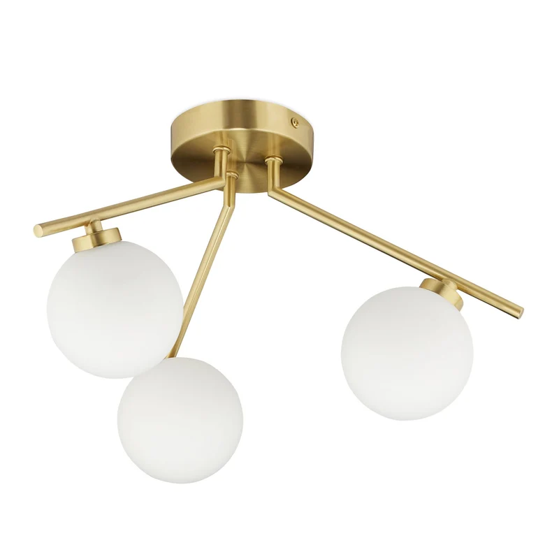Lampe de plafond trois boules à lumière douce style contemporain salon chambre 40 x 40 x 20 cm en fer doré 13_0008141