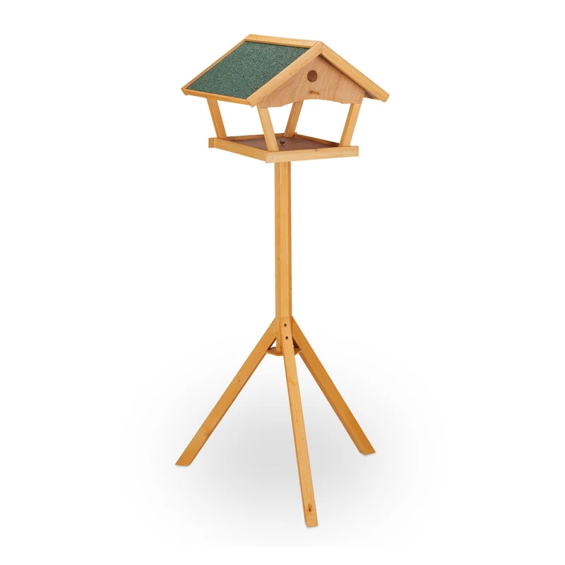 Mangeoire à oiseaux sur pied jardin XXL facile à remplir utilisation pratique design naturel en bois brun 13_0009803