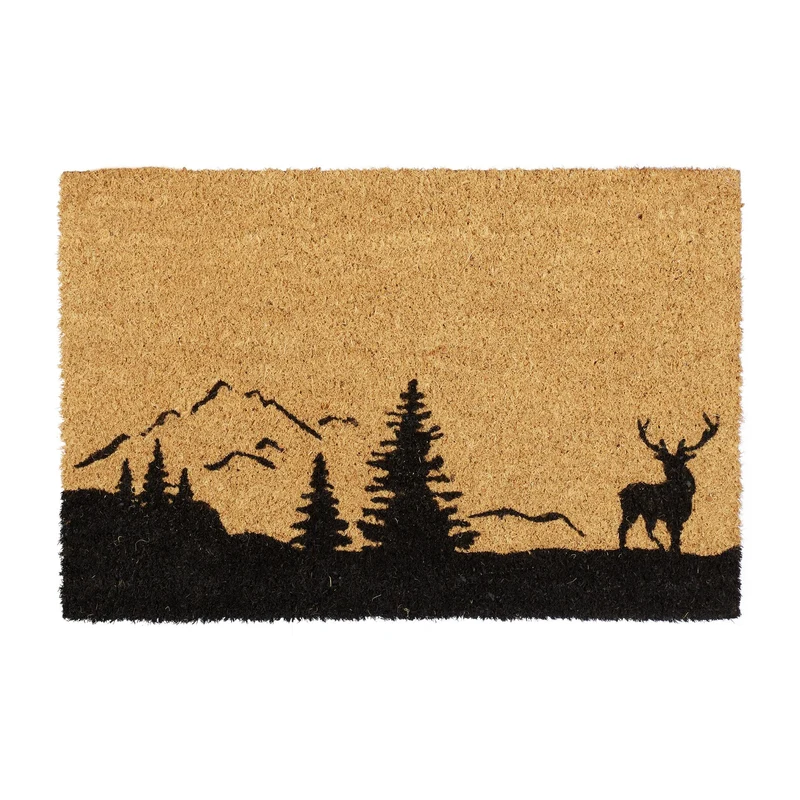 Paillasson de porte en fibres de coco 75 x 45 cm antidérapant décoratif nature en coco marron 13_0009116