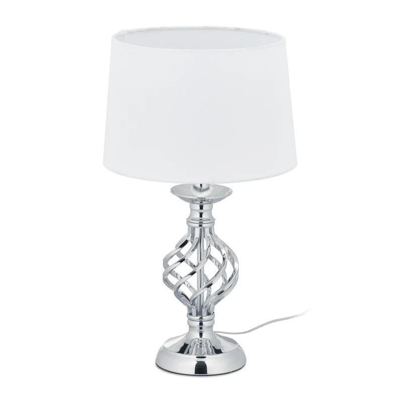Lampe de table moderne réglable fonction tactile 43,5 x 25 cm éclairage indirect ambiance cosy en métal argenté 13_0009890