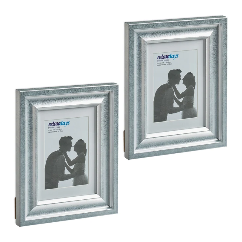 Lot de 2 cadres photo décoratifs design antique 25 x 20 x 2 cm en plastique noir 13_0013201