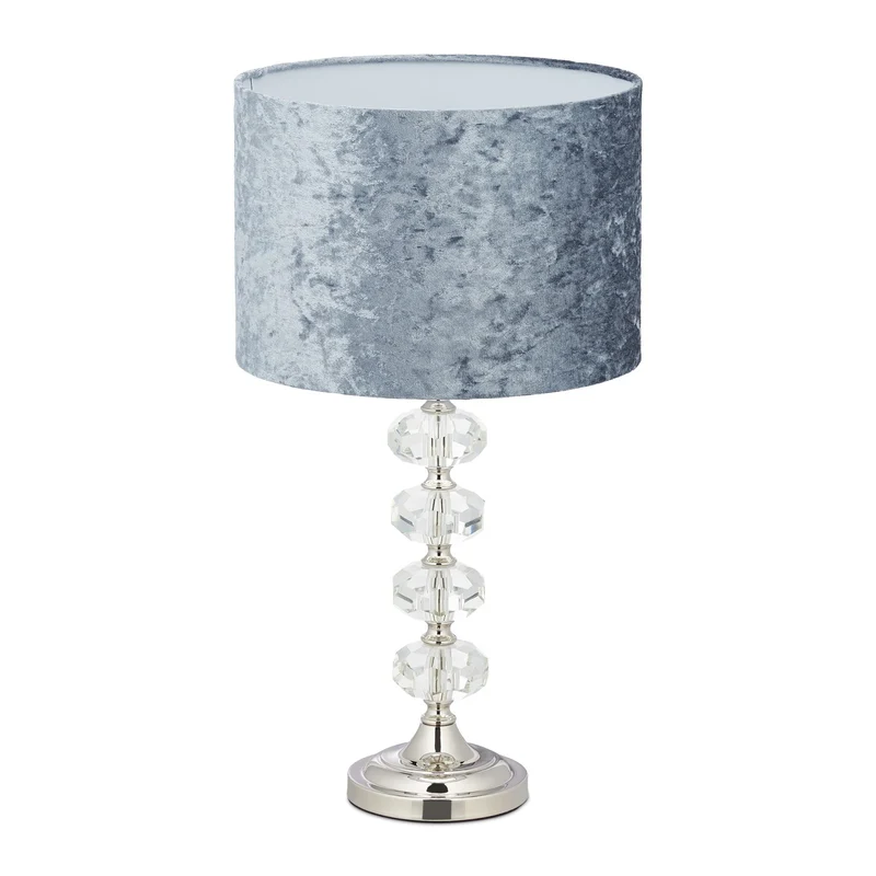Lampe de table élégante en velours et cristal 30 x 30 x 40 cm éclairage indirect ambiance chaleureuse en velours beige 13_0009931