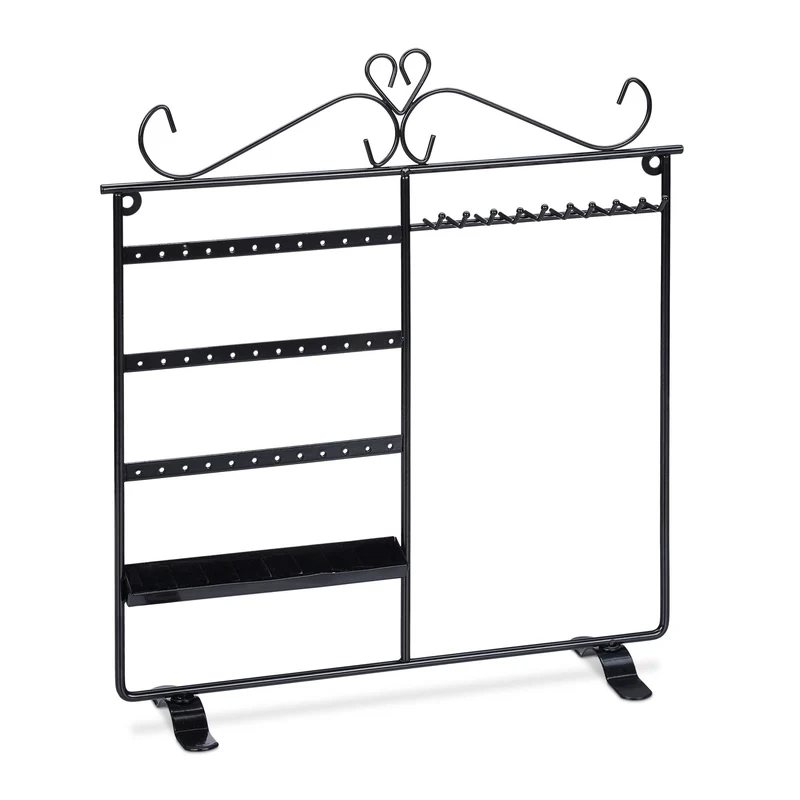 Présentoir à bijoux mural vintage romantique 34 x 31,5 x 9 cm rangement structuré en fer noir 13_0010289