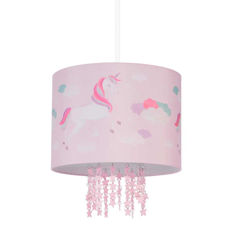 Lampe suspendue ronde décorative ambiance cosy chambre enfant 20 x 20 x 20 cm en tissu rose 13_0012685