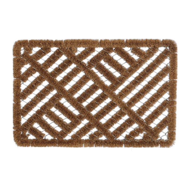 Paillasson grillagé pratique intérieur extérieur 40 x 60 cm en fibres de coco marron 13_0011174
