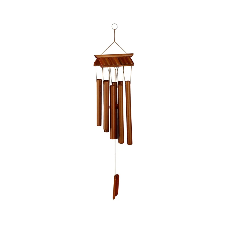 Carillon à vent décoratif extérieur jardin 90 x 20 x 20 cm vertus apaisantes design asiatique en bambou naturel 13_0011890